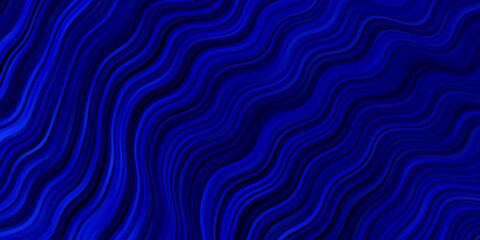 Fototapeta premium Dark BLUE vector pattern with curved lines. Colorful abstract illustration with gradient curves. Smart design for your promotions.