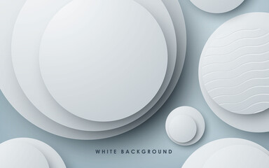 Modern abstract white background. Texture circle shape design decoration.