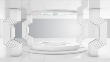 White futuristic 3d construction tunnel lab © nespix