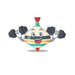 Top toy mascot design feels happy lift up barbells during exercise