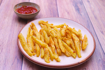french fries and ketchup