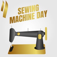 Sewing Machine Day Vector Illustration
