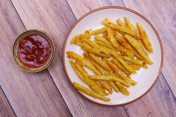 french fries and ketchup