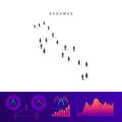 Bahamian people icon map. Detailed vector silhouette. Mixed crowd of men and women. Population infographics