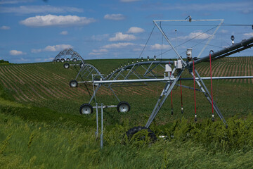 Fototapeta na wymiar Center pivots are customized for the terrain they irrigate.