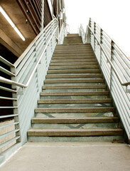 Industrial style stairs commonly used in parking garage buildings.