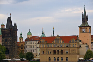 Fototapeta na wymiar Red tiled roofs of Prague
