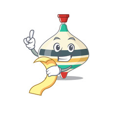 Top toy mascot character style with a menu on his hand