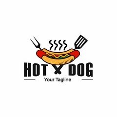 hot dog vector logo, fast food simple logo 