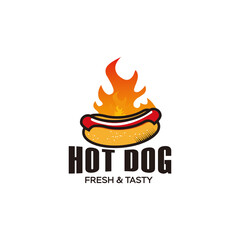 hot dog vector logo, fast food simple logo 