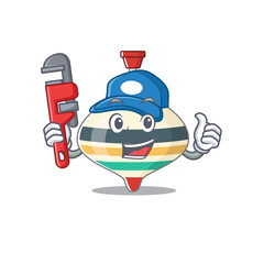 cartoon character design of top toy as a Plumber with tool