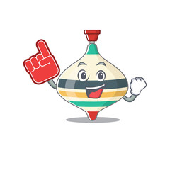 Top toy in cartoon drawing character design with Foam finger