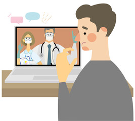 hospital,オンライン診察,ニュース ,オンラインセミナー,イラスト