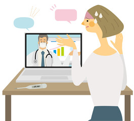 hospital,オンライン診察,ニュース ,オンラインセミナー,イラスト