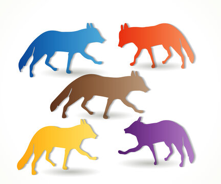 Set of fox ,wolf, coyote, husky, wild dog logo colorful vector image