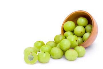  Indian gooseberry fruits isolated on white background.