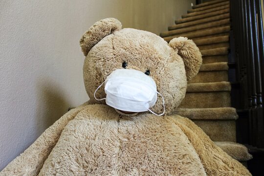 Get well soon. Teddy Bear with face mask