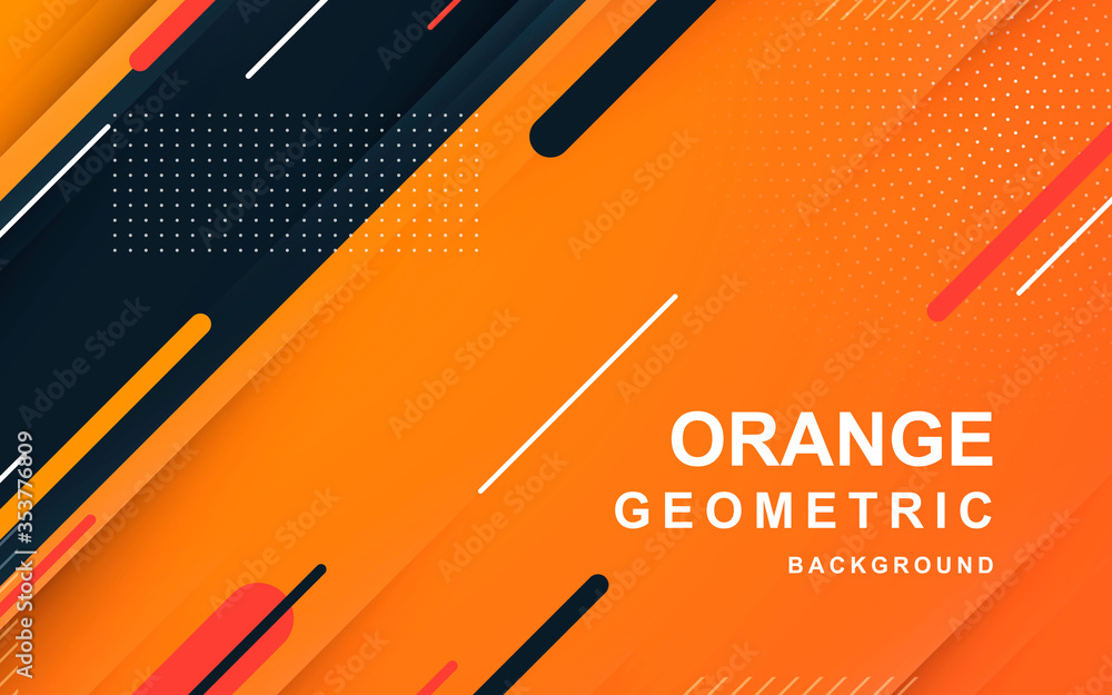 Wall mural abstract orange background. geometric element design with dots decoration.