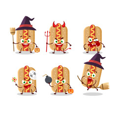 Halloween expression emoticons with cartoon character of hotdog