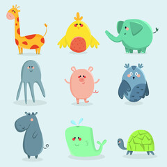 cute animals flat design collection