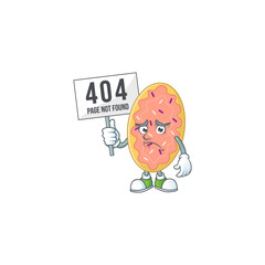 gloomy face of bread cartoon character with 404 boards