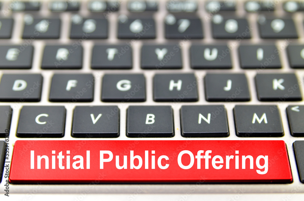 Poster initial public offering word on computer space bar