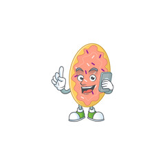 cartoon drawing concept of bread speaking with friends on phone