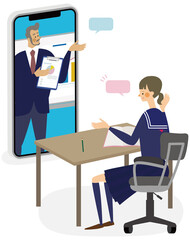 オンライン授業,オンライン学習,online,検索,インターネット ,オンライン会議,タブレット,イラスト,電子書籍