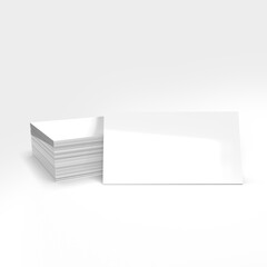 Blank name cards in 3D rendering on a white background.