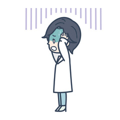 ショックを受ける女性医師　ポーズ　イラスト