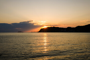Naklejka premium 逗子海岸の夕日