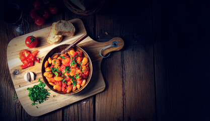 Rustic giant beans with fresh tomato sauce