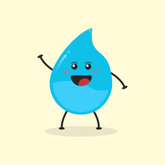 Cute Flat Cartoon Water Drop Illustration. Vector illustration of cute water drop with smilling expression. Cute water mascot design