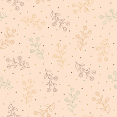 Seamless pattern with hand drawn flowers, vector illustration