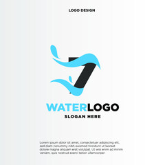letter 7 water splash vector logo design