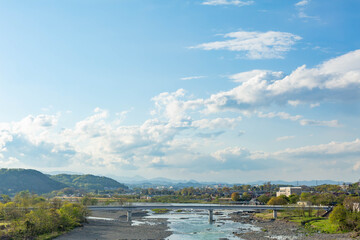 Scenery of river, sky and cloud seen from the bridge