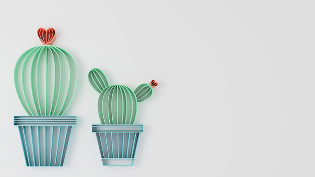 Paper quilling of cactus on white