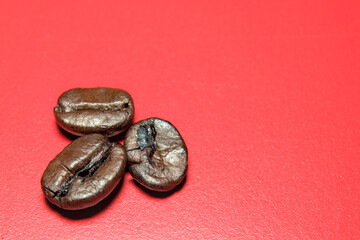 coffee beans on a red background