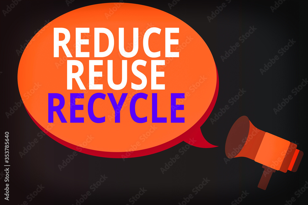 Poster conceptual hand writing showing reduce reuse recycle. concept meaning environmentallyresponsible con