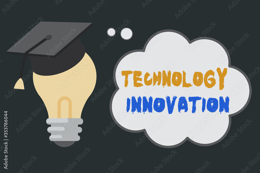Poster handwriting text technology innovation. conceptual photo significant technological changes of produc
