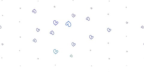 Light Multicolor vector background with Shining hearts.
