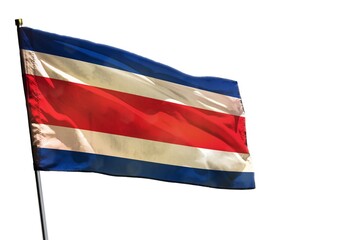 Fluttering Costa Rica flag on clear white background isolated.