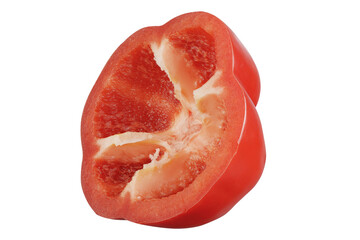 Sliced bell pepper isolated on a white background. Full depth of field. Cut with the pen tool.