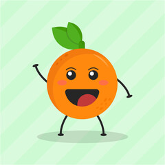 Cute Flat Cartoon Orange Illustration. Vector illustration of cute orange with a smiling expression