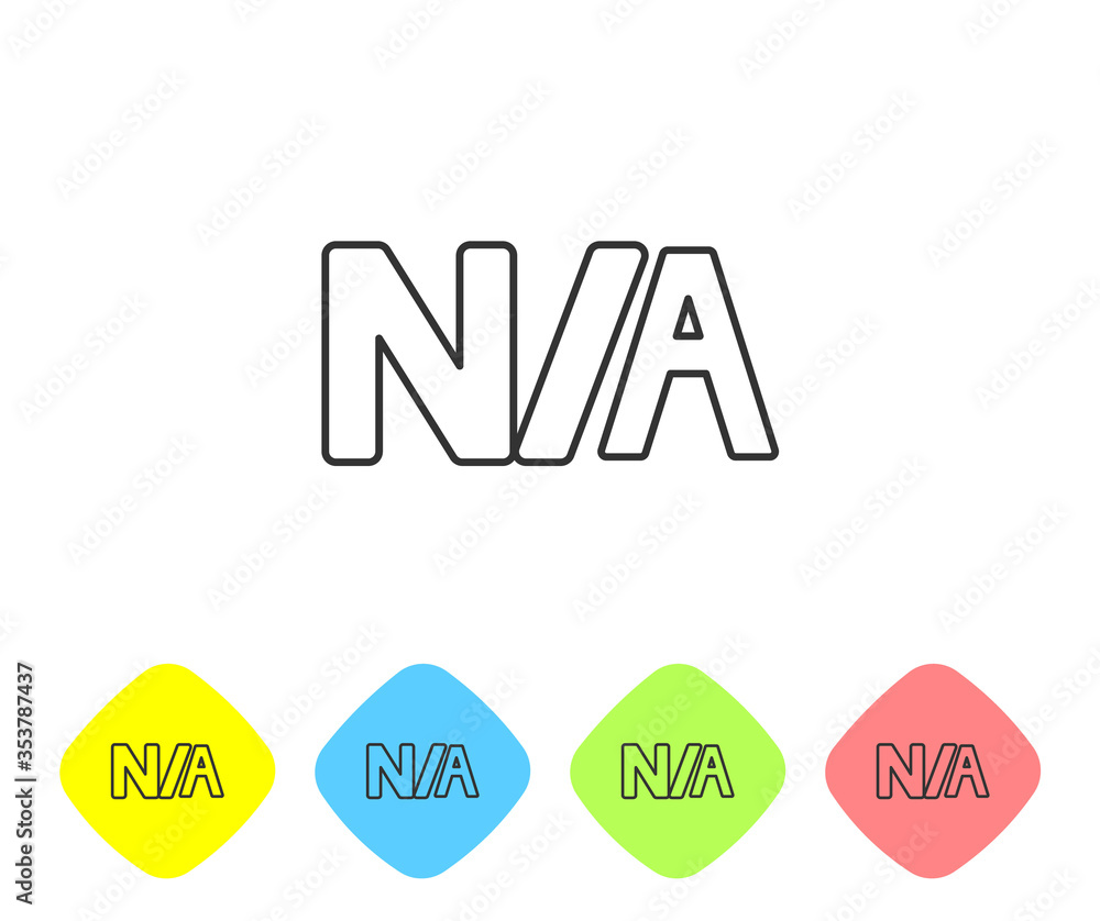 Poster grey line not applicable icon isolated on white background. set icons in color rhombus buttons. vect