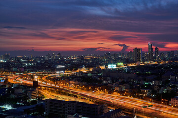 Fototapeta na wymiar Beautiful sky in City View at evening Time Thailand