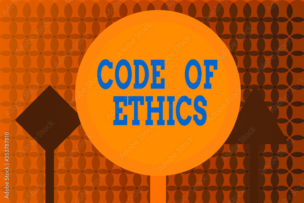 Poster handwriting text writing code of ethics. conceptual photo basic guide for professional conduct and i