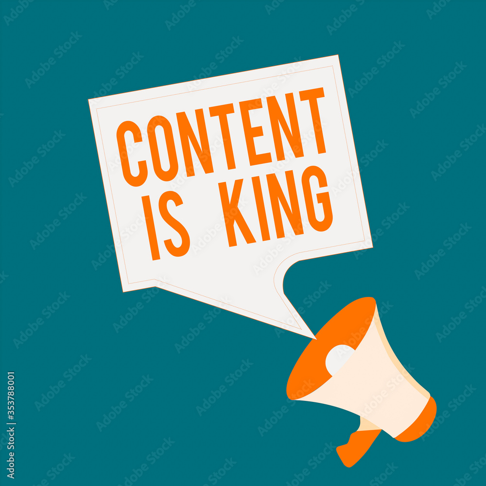 Aufkleber writing note showing content is king. business concept for believe that content is central to the su