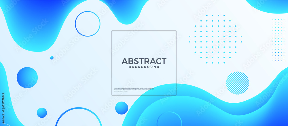 Poster abstract dynamic flow fluid wave background with blue and white color. vector design template for ba
