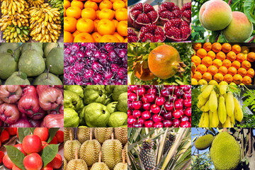 Collage of tropical fruits
